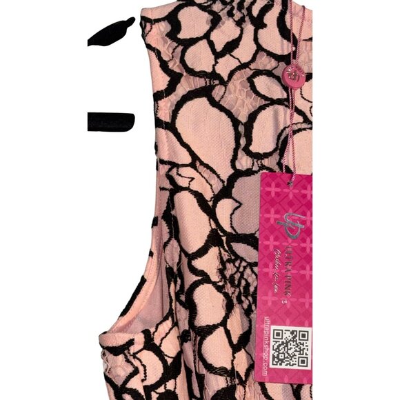 Ultrapink Womens Sleeveless Lace Overlay Dress M Pink & Black - Picture 7 of 16